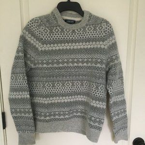 Grey fair isle wool sweater men's large